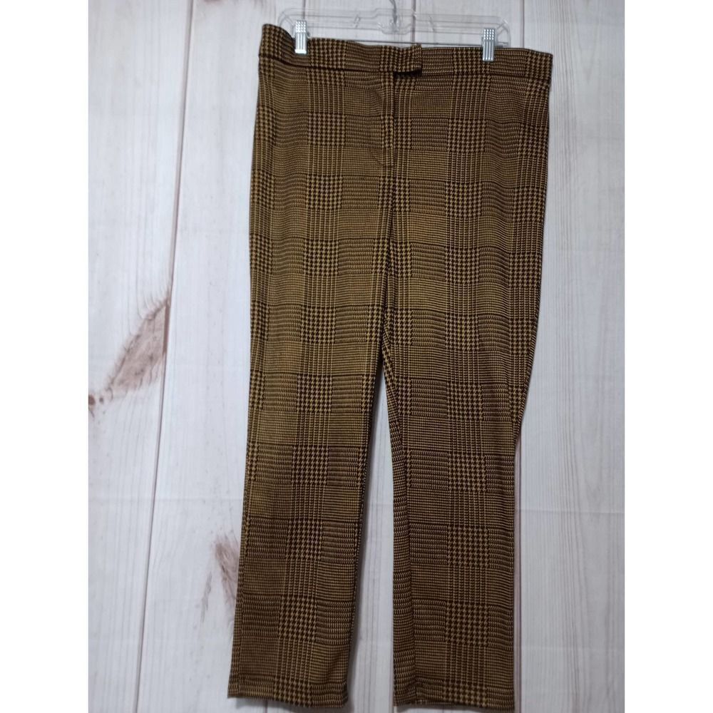 Wild Fable Gold Black Glen Plaid High Rise Ankle Pants Large Stretch Tapered Leg